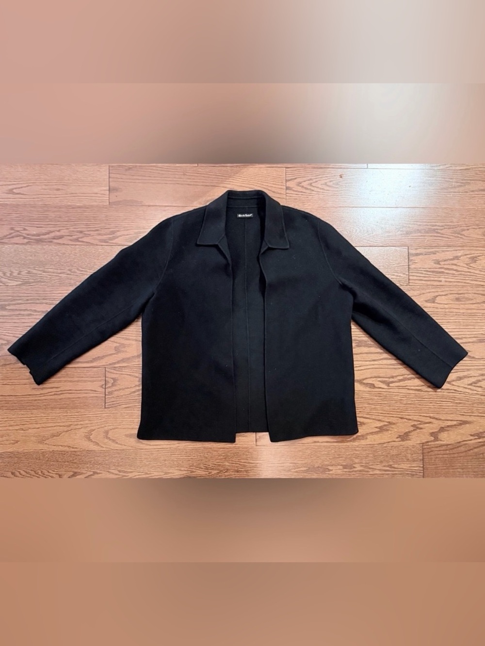 Alexandra Bartlett Black Wool Open-Front Blazer Jacket